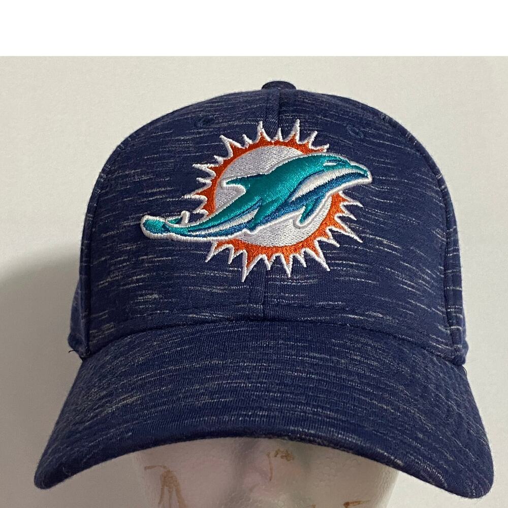 NFL Miami Dolphins Blue 3D Embroidered Logo Hat OSFM Stretch Fits Like XL or 2XL